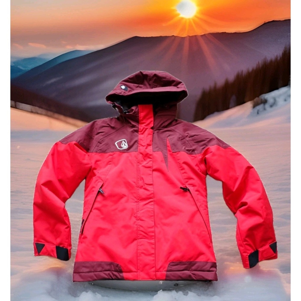 Volcom Hard Heart Jacket Womens XS Red Excellent Snowboard Ski Hooded H045400